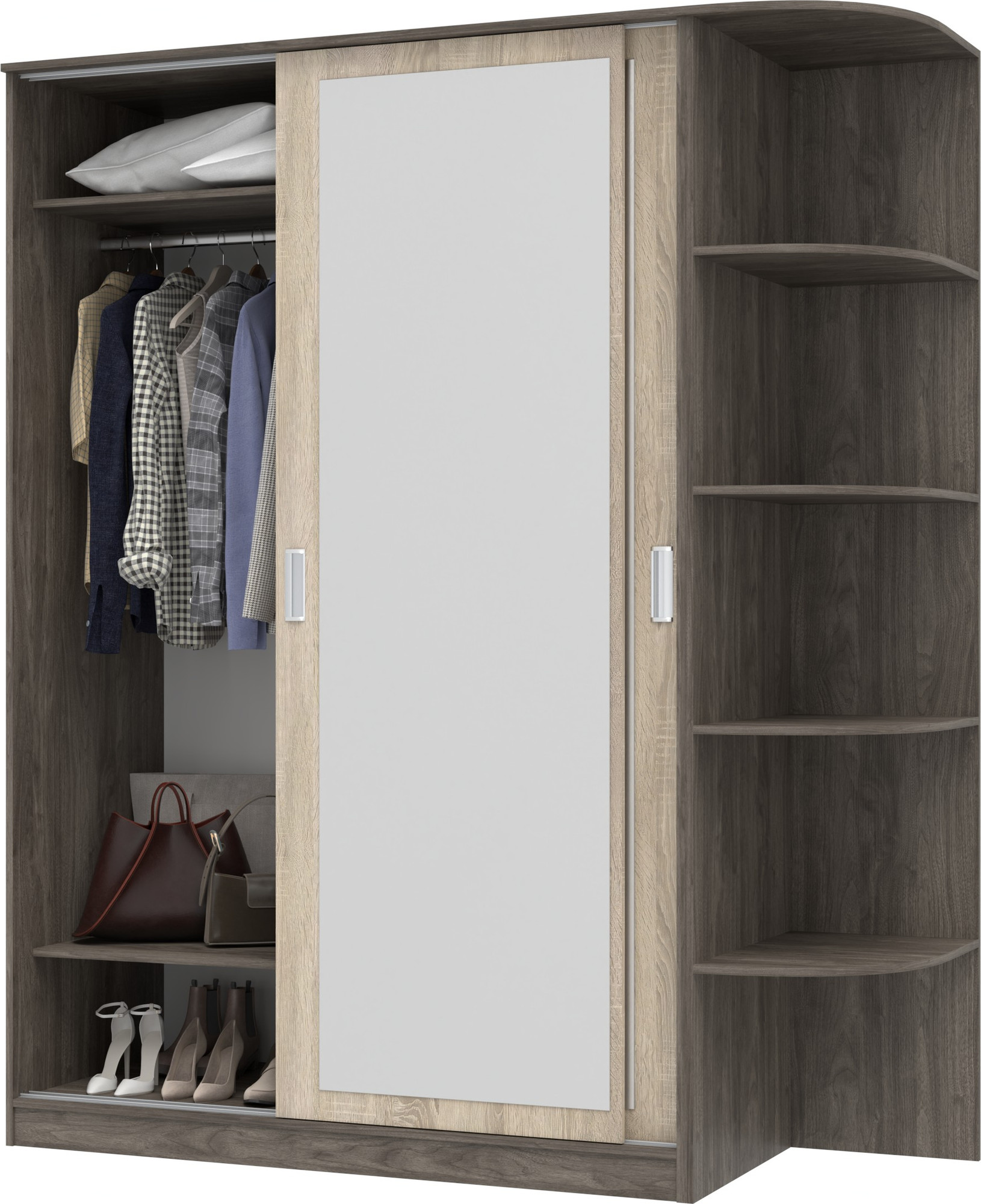 Шкаф-купе Кортекс-мебель Лагуна ШК05-02 (орех элия/дуб сонома, правая консоль) — фото 2