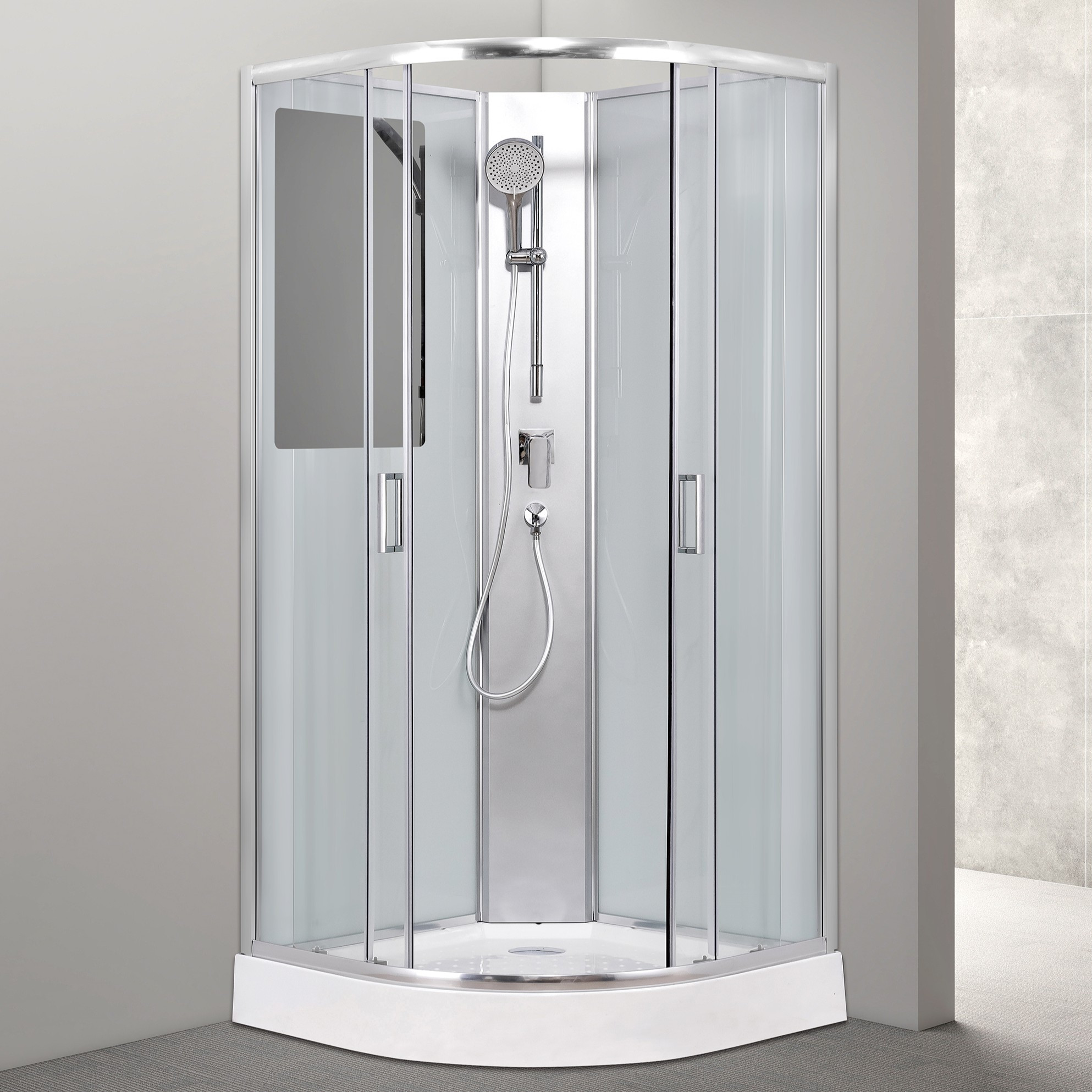 Душевая кабина Aquabath Четверть круга Atlas AB-1000A (90x90, хром, с поддоном и сифоном, без крыши) — фото 2