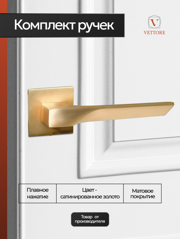 Ручка дверная Vettore R21.122 SSG (сатинированное золото) — фото 2