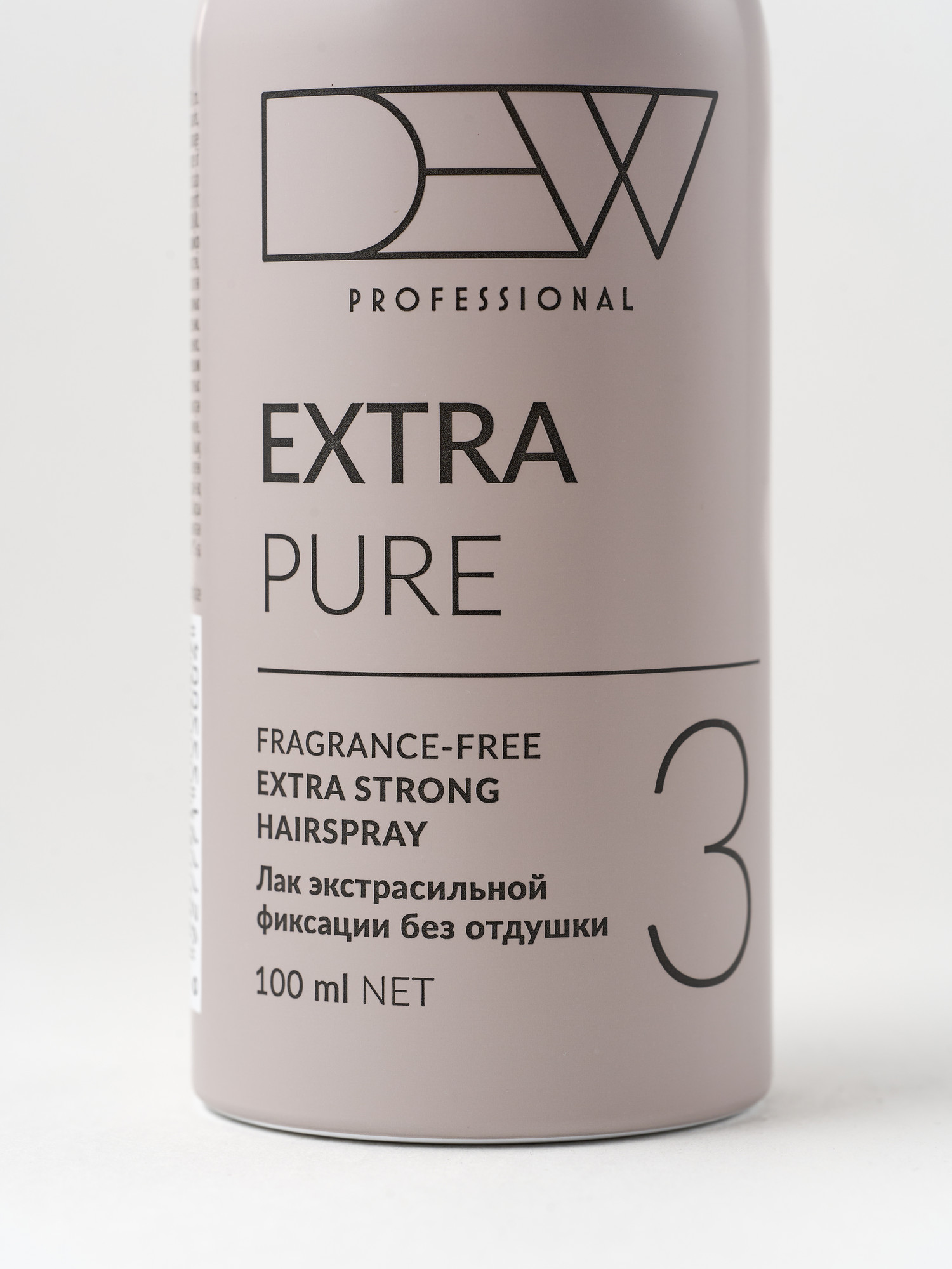 Лак для укладки волос Dew Professional Pure без отдушки Экстрасильной фиксации 15PESH/100 (100мл) — фото 3
