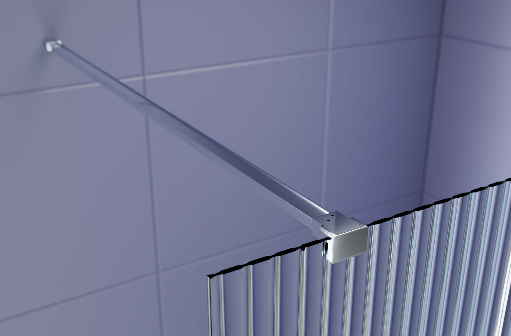 Душевая стенка Aquatek Walk in с держателем 140x200 / AQ.WI.140.2CH (хром/прозрачное рифленое стекло) — фото 3