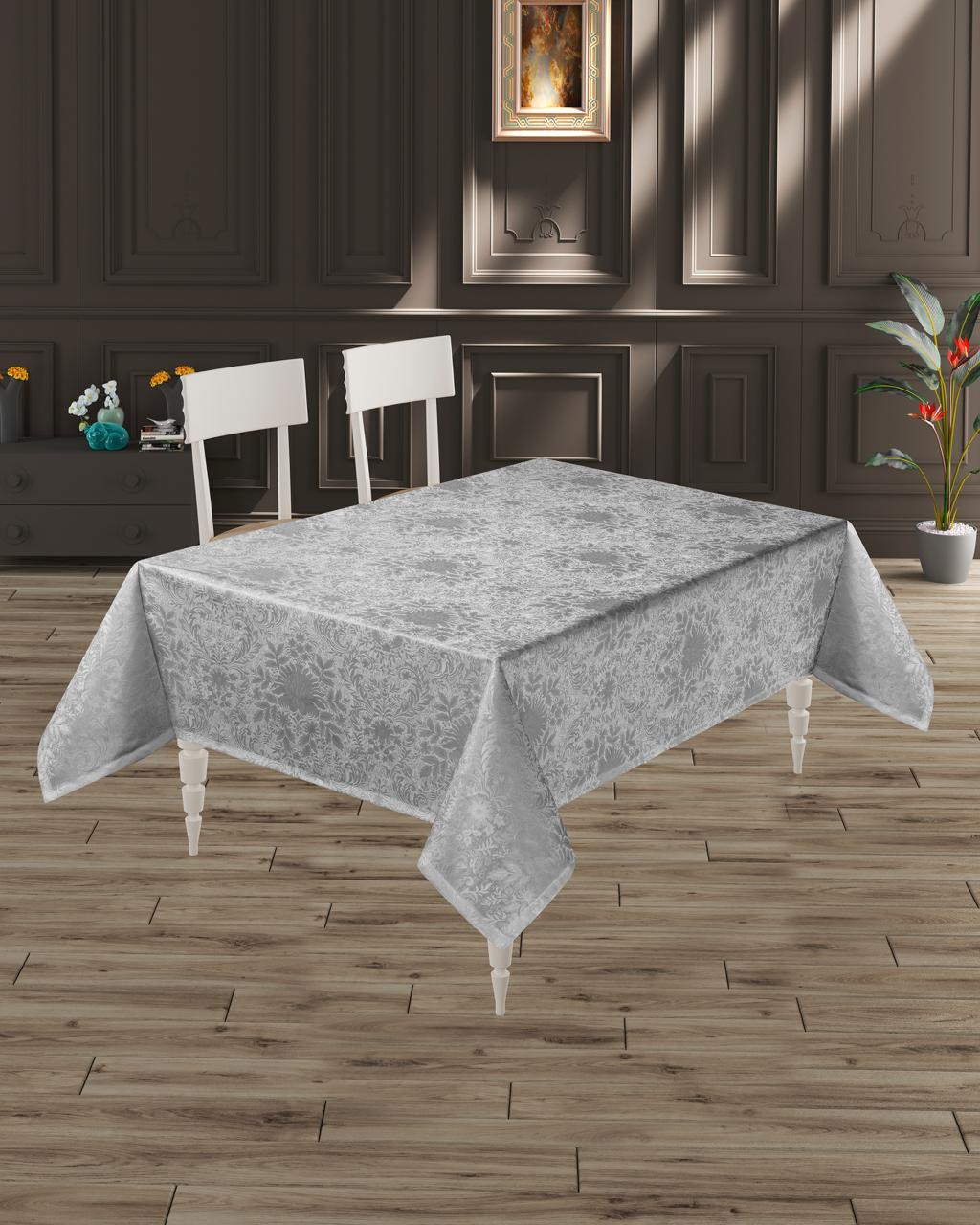 Скатерть DO&CO Begonya 160x220 / 12221 (серый)