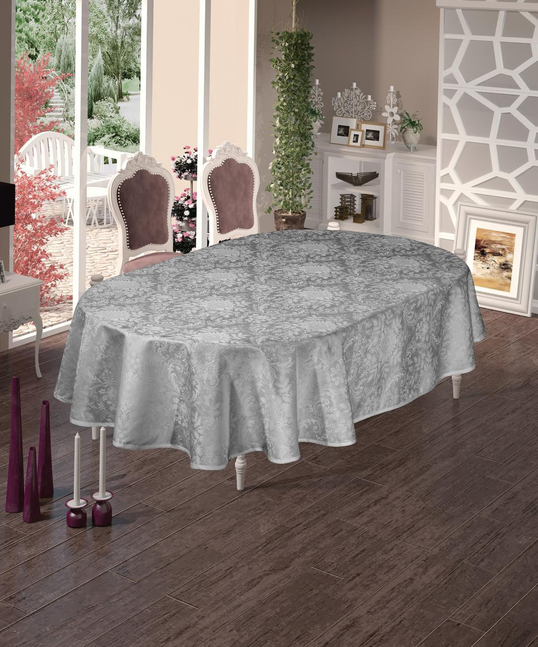 Скатерть DO&CO Begonya 160x220 / 12224 (серый)