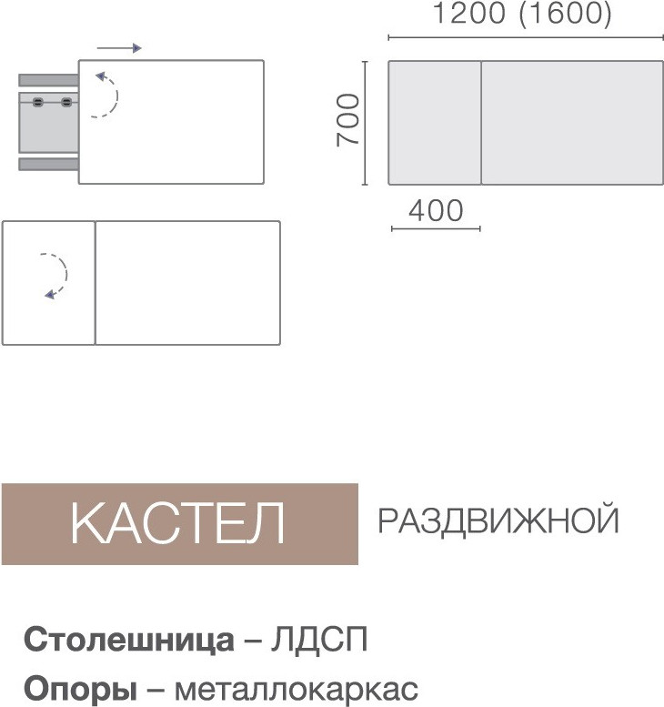 Обеденный стол Древпром Кастел ДП1-01-12 120-160x70 (оникс/белый матовый) — фото 3