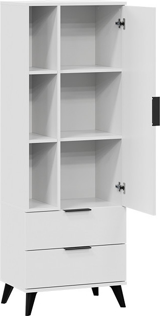 Шкаф-пенал ТриЯ Для посуды Агата Исп.2 с опорами / X 038.120 (черный матовый/белый ясень) — фото 5