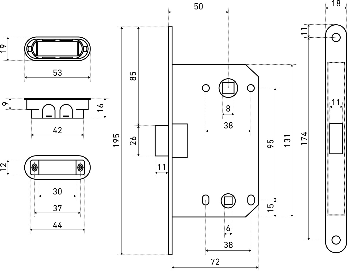 Защелка врезная Аллюр АРТ 5300-MC-WC B2B (никель матовый) — фото 4