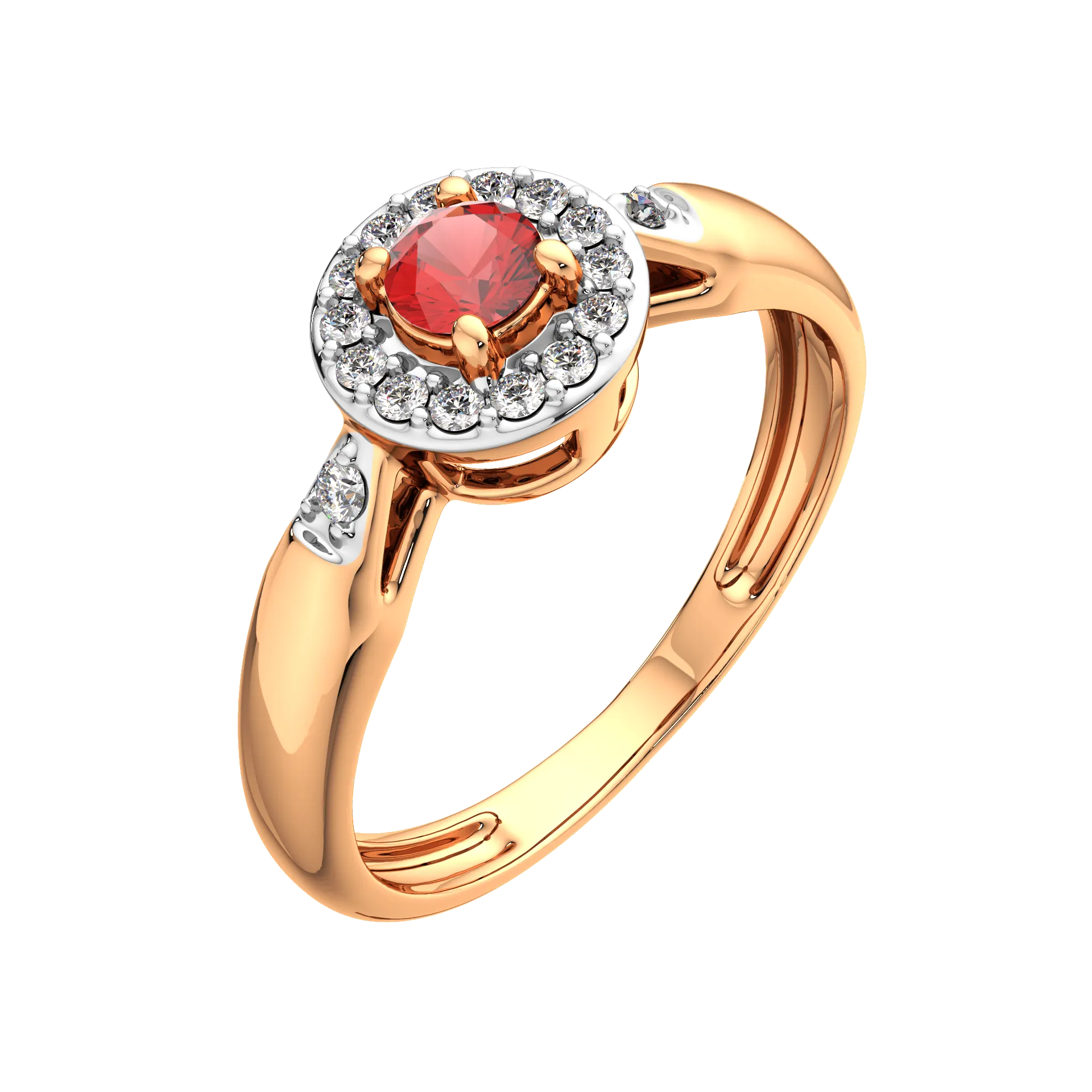 Кольцо из розового золота ZORKA 2D30154.14K.R.ZZ (р.17.5, с бриллиантом и рубином) — фото 2