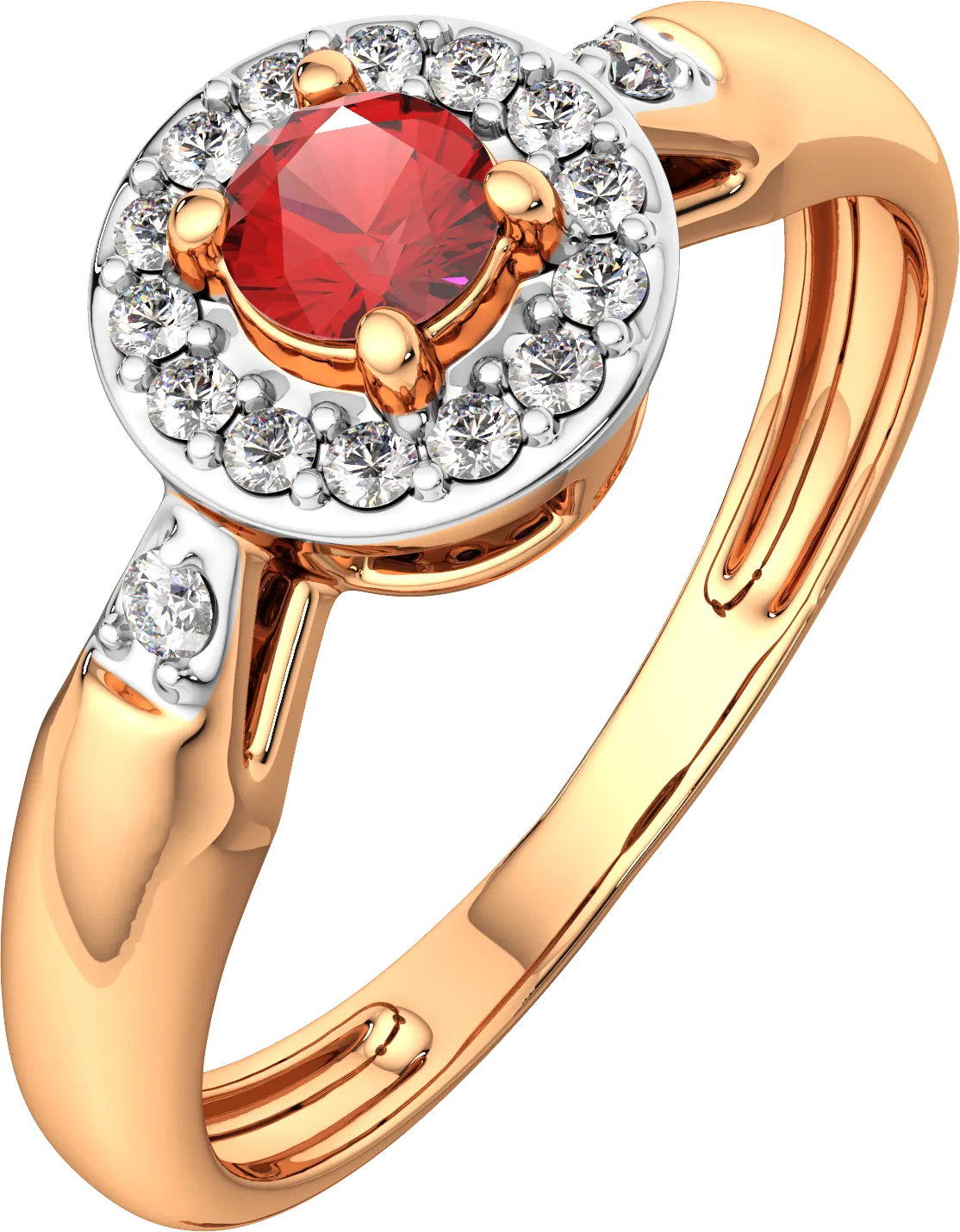 Кольцо из розового золота ZORKA 2D30154.14K.R.ZZ (р.17.5, с бриллиантом и рубином)