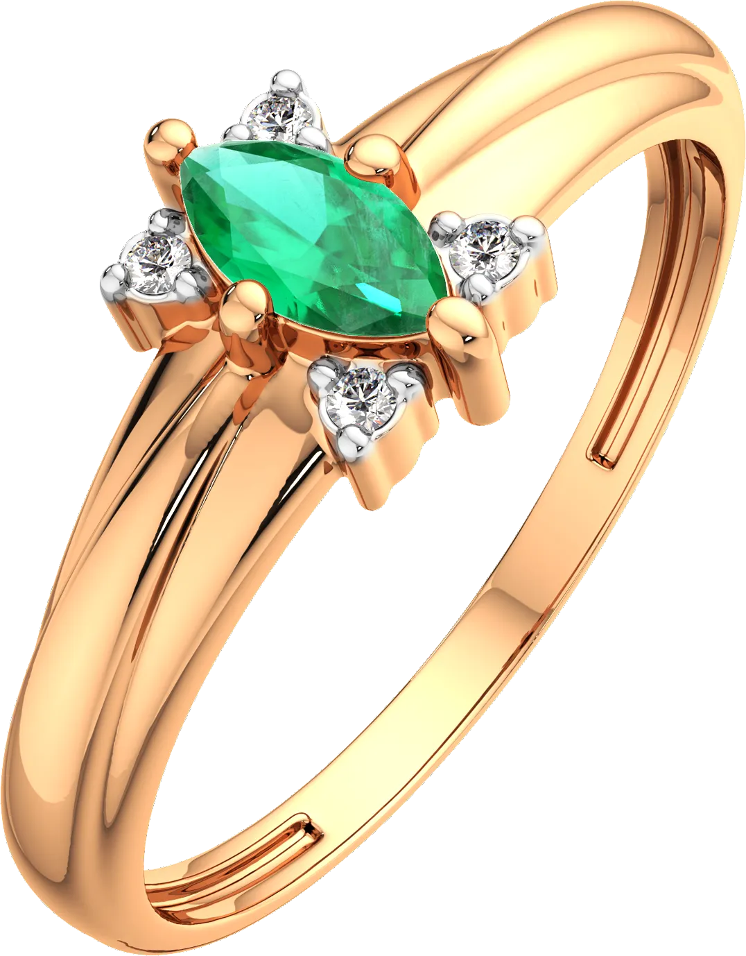 Кольцо из розового золота ZORKA 2D2087.14K.R (р.16.5, с бриллиантом и изумрудом)