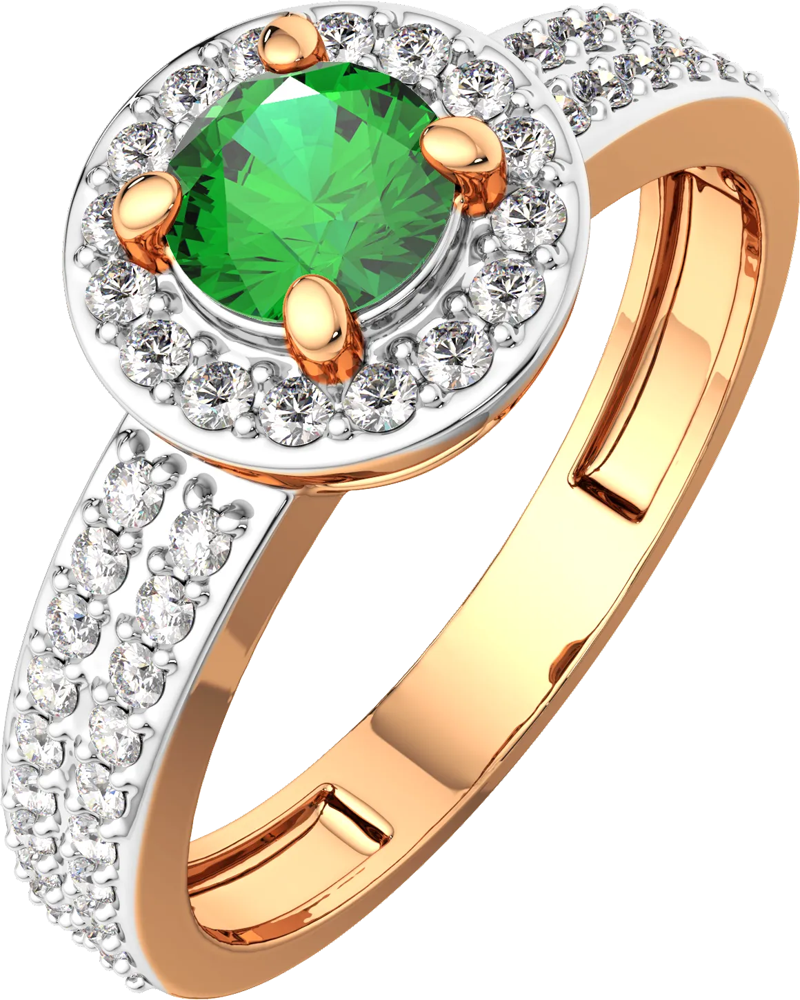 Кольцо из розового золота ZORKA 2D20155.14K.R (р.18.5, с бриллиантом и изумрудом)