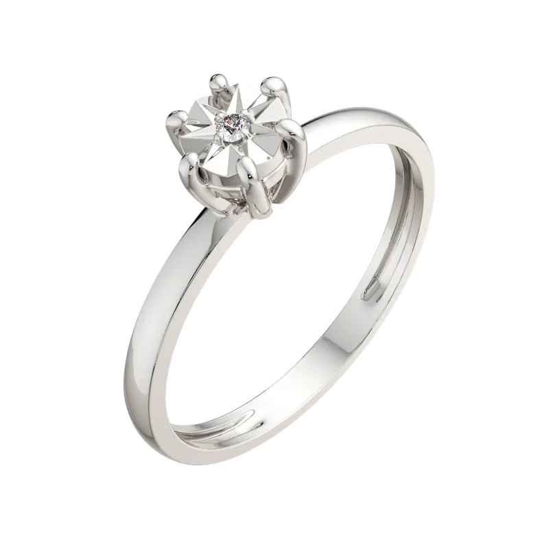 Кольцо из белого золота ZORKA 2D00366.14K.W (р.17, с бриллиантом) — фото 2