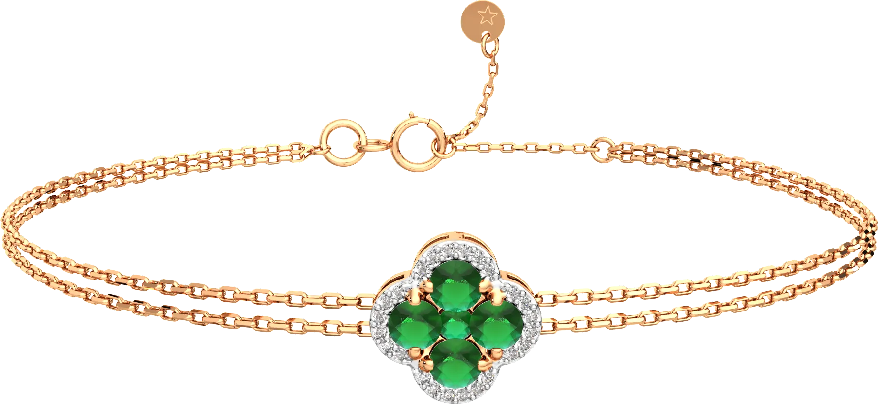 Браслет из розового золота ZORKA 6D2098.14K.R (18см, с бриллиантом и изумрудом)