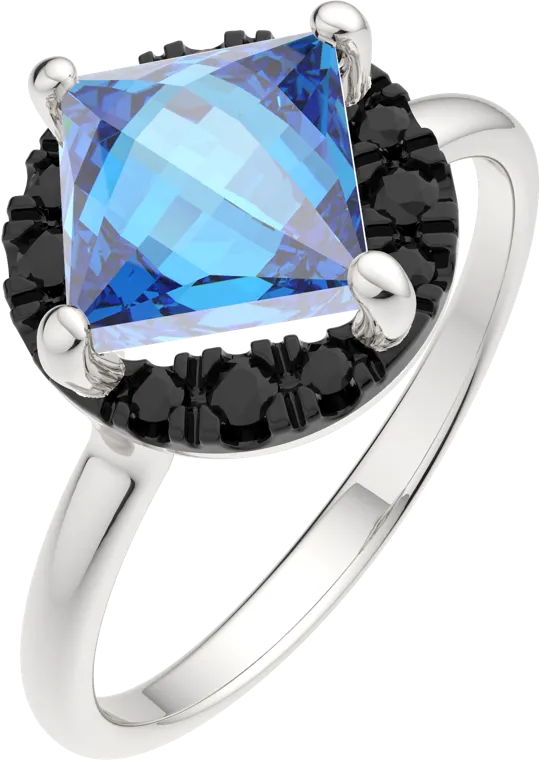 Кольцо из белого золота ZORKA 2D4193.14K.W (р.16.5, с бриллиантом и топазом)