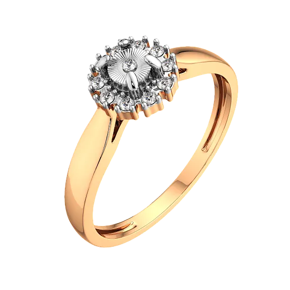 Кольцо помолвочное из комбинированного золота ZORKA 2D00210.14K.B.ZZ (р.17.5, с бриллиантом) — фото 2