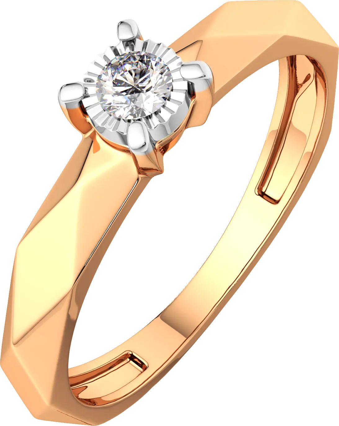 Кольцо помолвочное из комбинированного золота ZORKA 2D00172.14K.B (р.17, с бриллиантом)