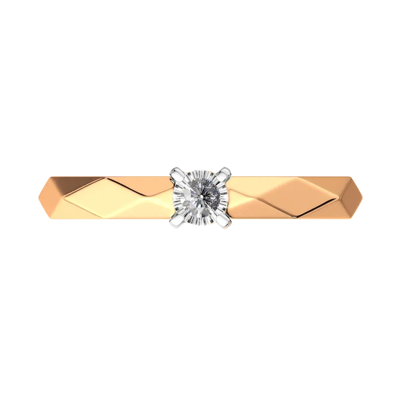 Кольцо помолвочное из комбинированного золота ZORKA 2D00172.14K.B (р.17, с бриллиантом) — фото 3