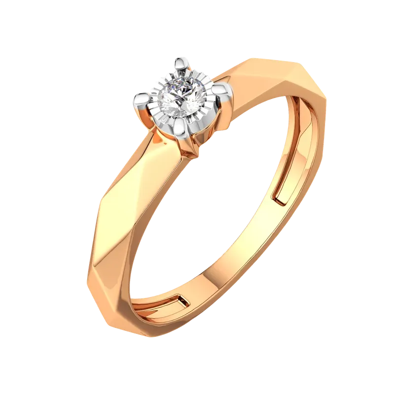Кольцо помолвочное из комбинированного золота ZORKA 2D00172.14K.B (р.17, с бриллиантом) — фото 2