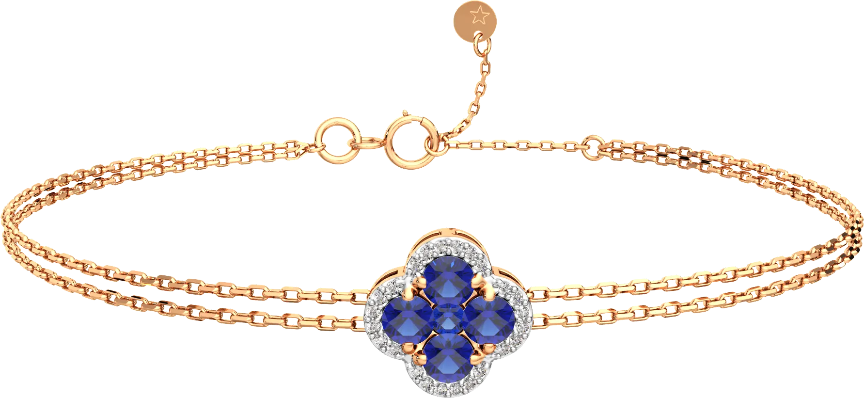Браслет из розового золота ZORKA 6D1098.14K.R (18см, с бриллиантом и сапфиром)