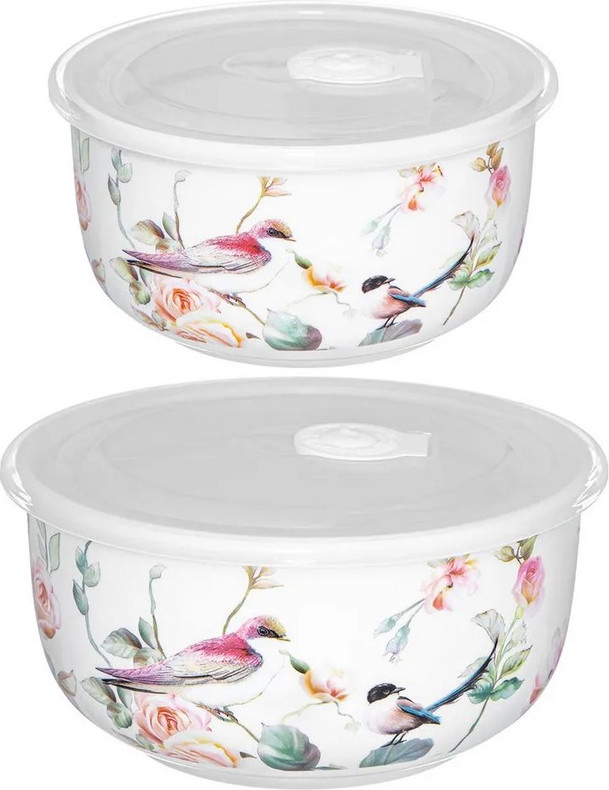 Набор салатников Elan Gallery Певчие птички New Bone China / 730861