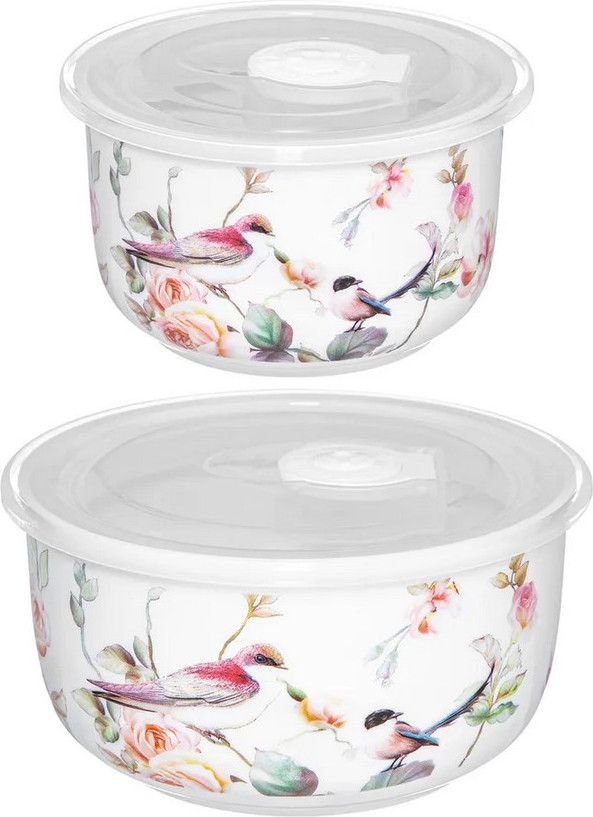 Набор салатников Elan Gallery Певчие птички New Bone China / 730862