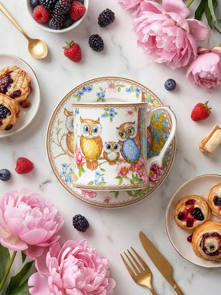 Набор кружек Elan Gallery Совушки New Bone China / 420782 — фото 3