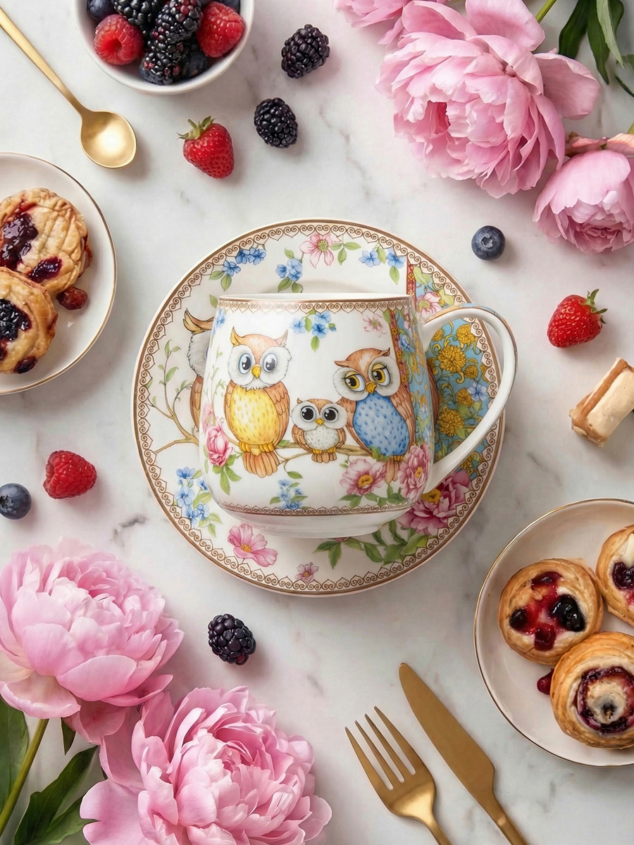 Набор кружек Elan Gallery Совушки New Bone China / 420783 — фото 3