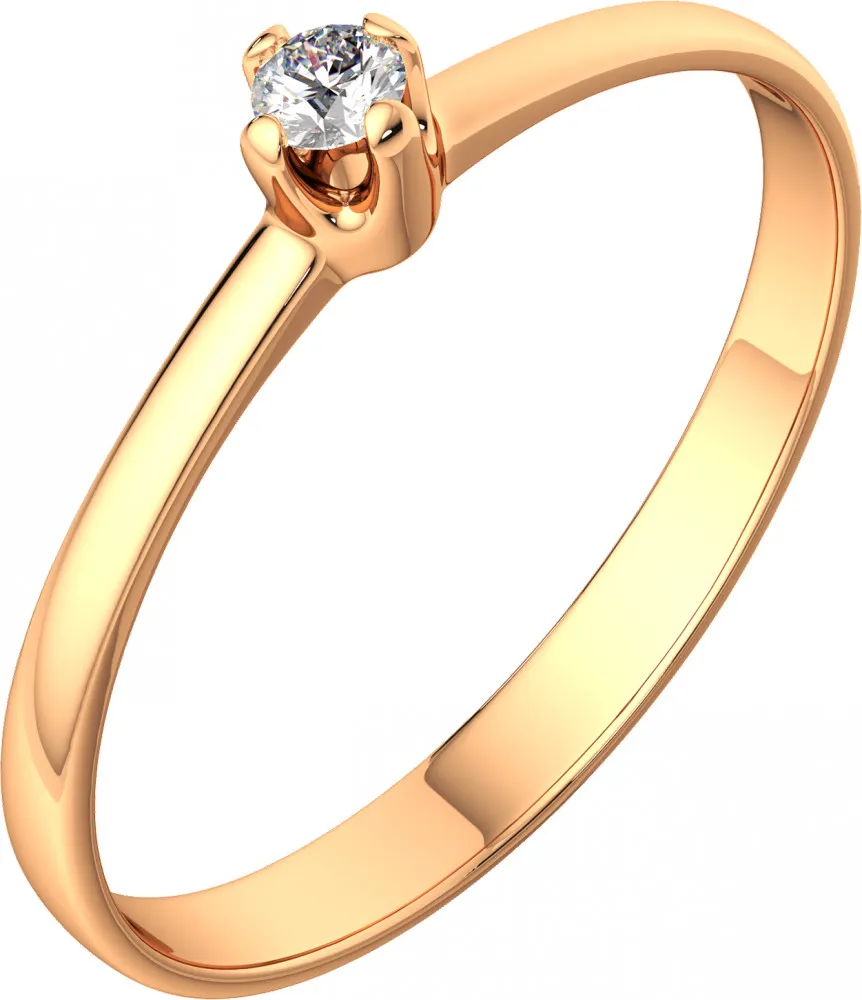 Кольцо помолвочное из розового золота ZORKA 210728.14K.R (р.15, с фианитом) — фото 2