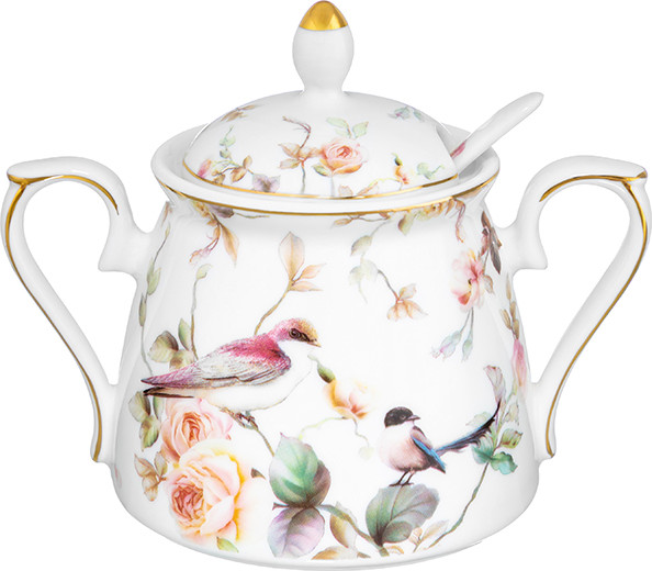 Сахарница Elan Gallery Певчие птички New Bone China / 730876