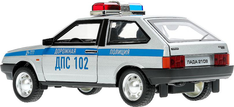 Масштабная модель автомобиля Технопарк Lada Ваз 2108 Полиция / 2108-124SL-POL-GY — фото 4
