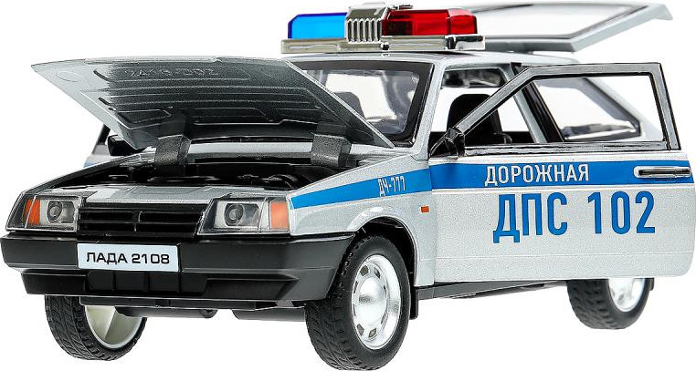 Масштабная модель автомобиля Технопарк Lada Ваз 2108 Полиция / 2108-124SL-POL-GY — фото 3