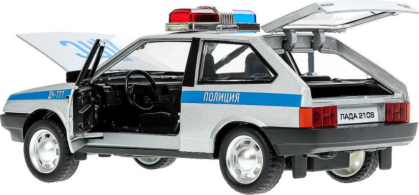 Масштабная модель автомобиля Технопарк Lada Ваз 2108 Полиция / 2108-124SL-POL-GY — фото 5