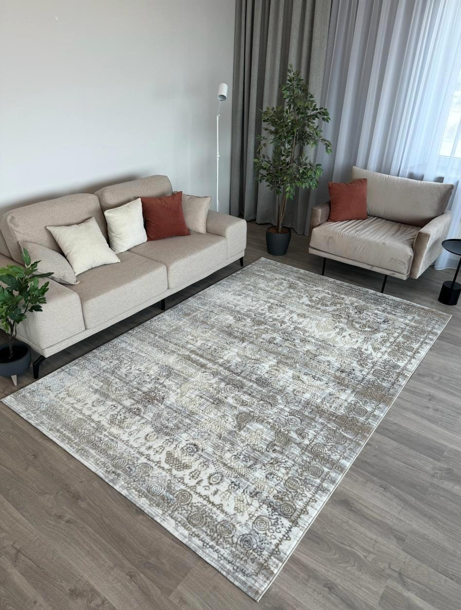 Ковер Radjab Carpet Бьянка Прямоугольник D008A (1.5x2, Cream Shirink/Vizon Fdy) — фото 4