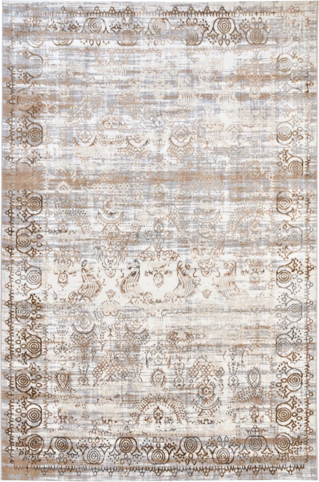 Ковер Radjab Carpet Бьянка Прямоугольник D008A (1.5x2, Cream Shirink/Vizon Fdy)