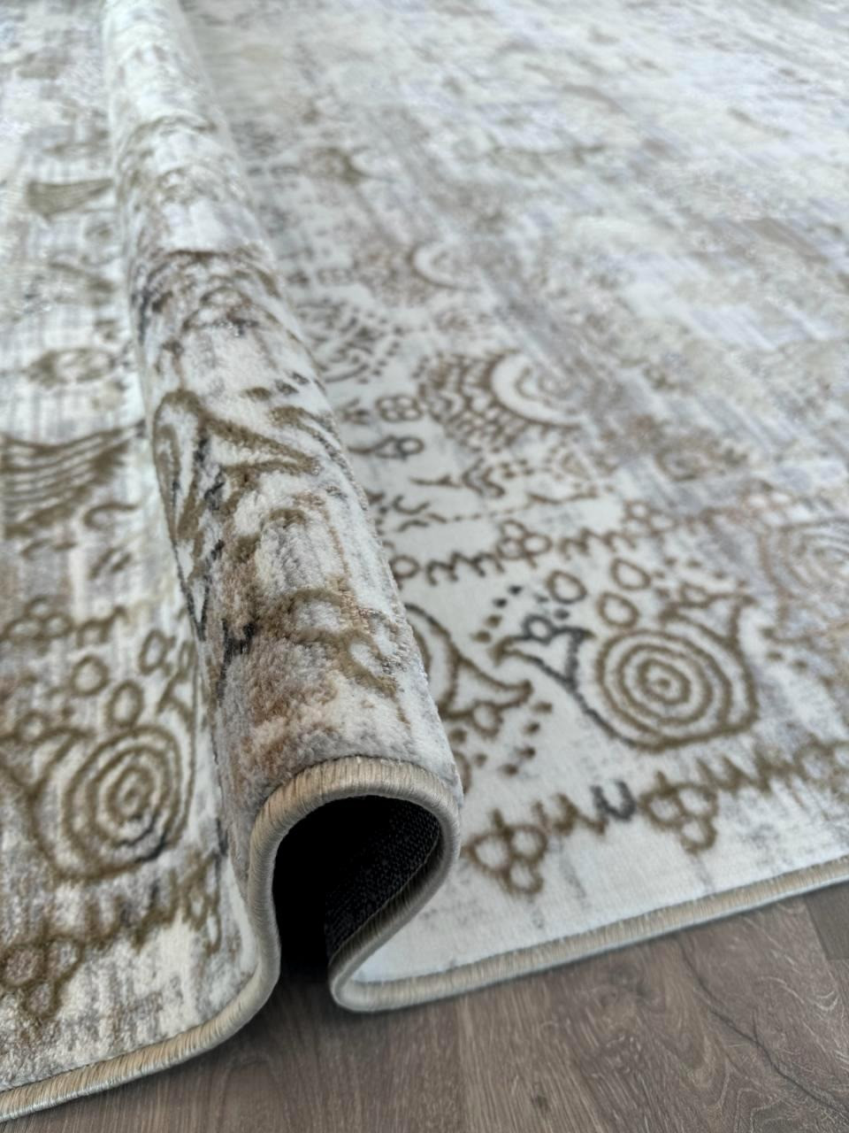 Ковер Radjab Carpet Бьянка Прямоугольник D008A (1.5x2, Cream Shirink/Vizon Fdy) — фото 2