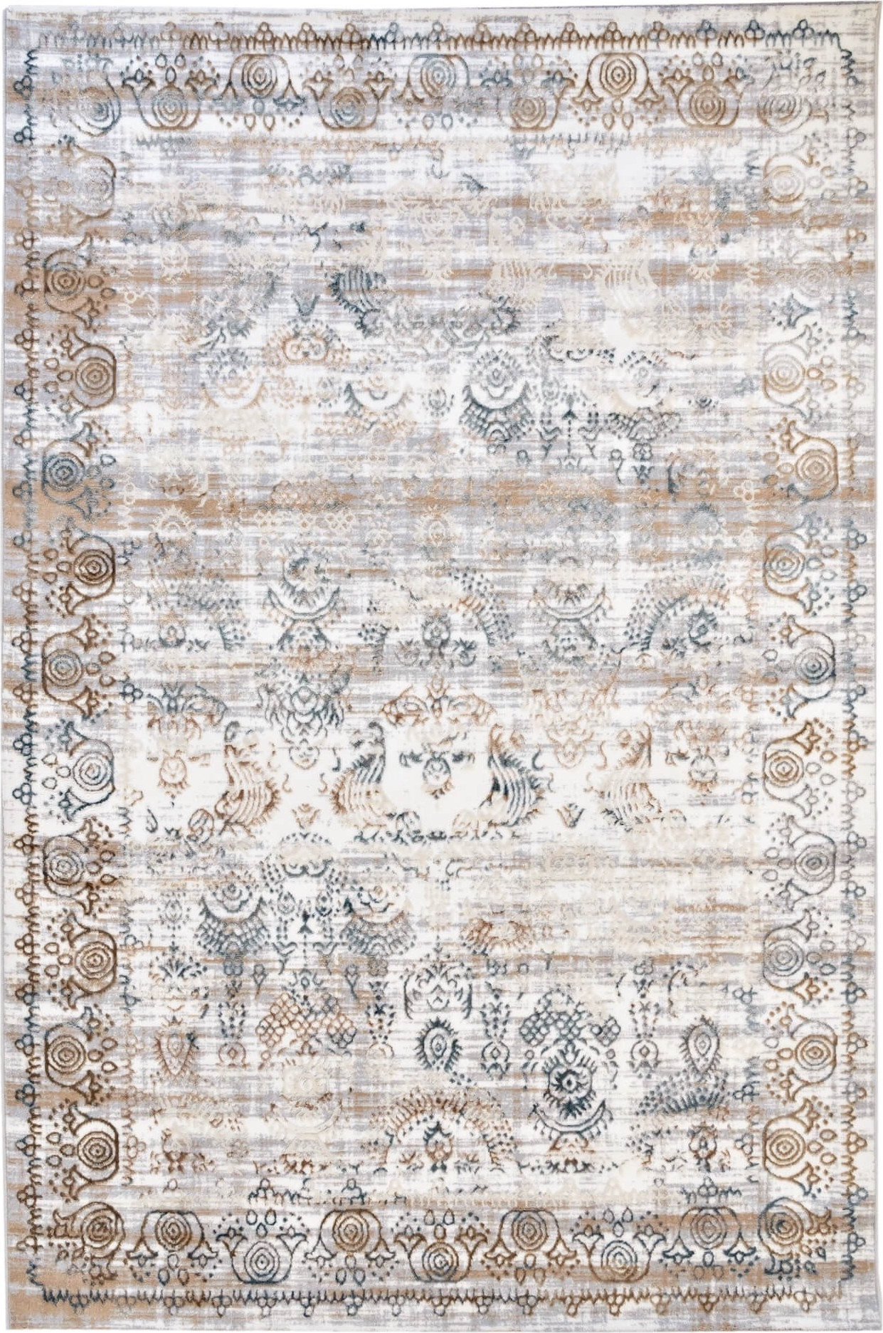 Ковер Radjab Carpet Бьянка Прямоугольник D008A (1.5x2, Cream Shirink/Blue Fdy)