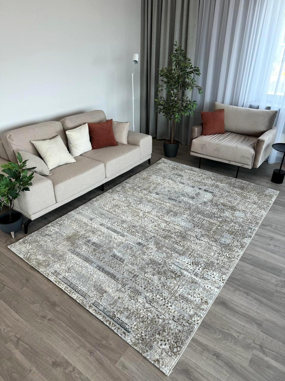 Ковер Radjab Carpet Бьянка Прямоугольник D057A (1.5x2, Cream Shirink/Vizon Fdy) — фото 4