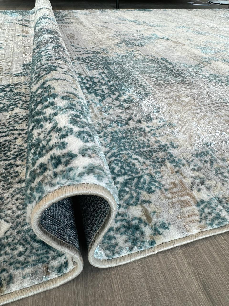 Ковер Radjab Carpet Бьянка Прямоугольник D057A (1.5x2, Cream Shirink/Blue Fdy) — фото 3