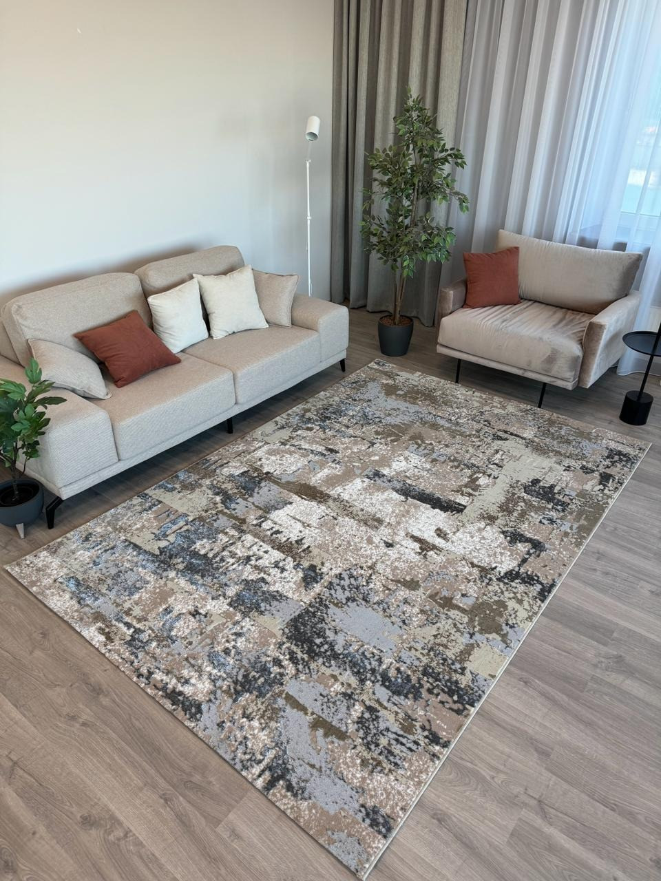 Ковер Radjab Carpet Бьянка Прямоугольник D056A (1.5x2, Cream Shirink/Vizon Fdy) — фото 4