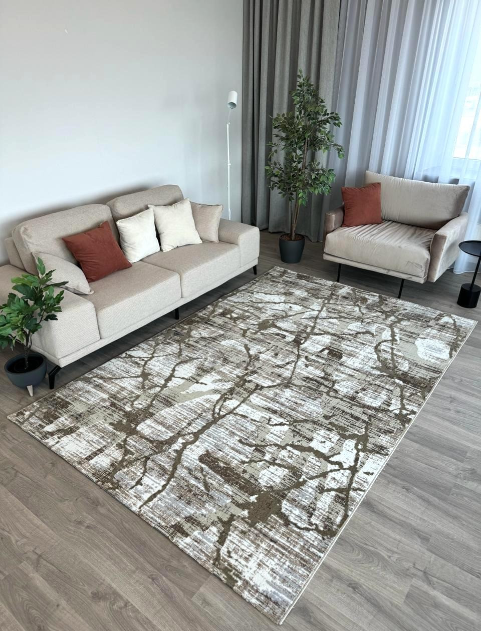 Ковер Radjab Carpet Бьянка Прямоугольник D059A (1.5x2, Cream Shirink/Vizon Fdy) — фото 4