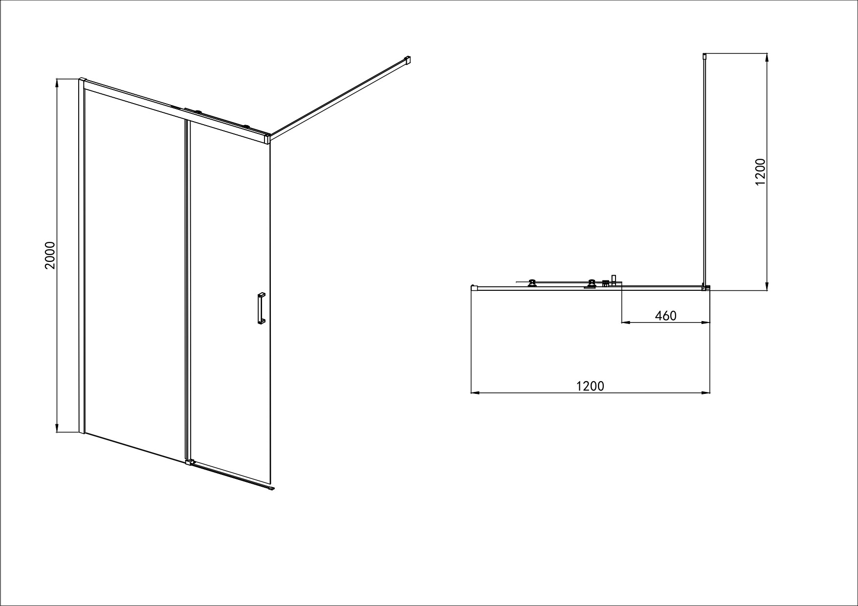 Душевая стенка Aquatek Walk in с держателем 120x200 / AAQ.WISL.120.1GM (оружейная сталь/прозрачное стекло) — фото 6