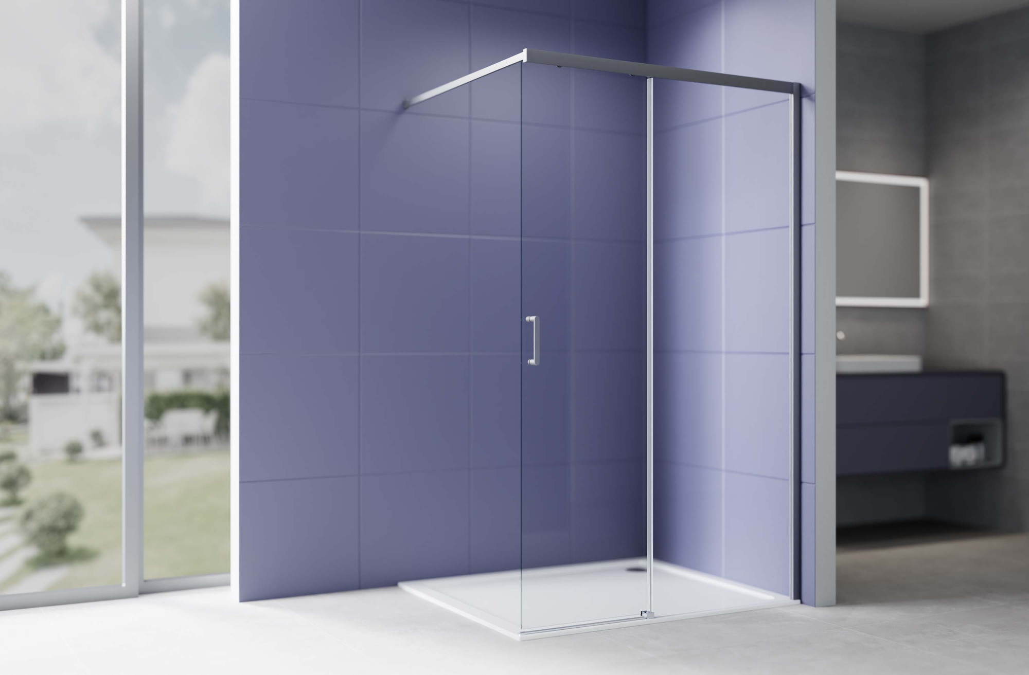 Душевая стенка Aquatek Walk in с держателем 120x200 / AAQ.WISL.120.1GM (оружейная сталь/прозрачное стекло) — фото 3