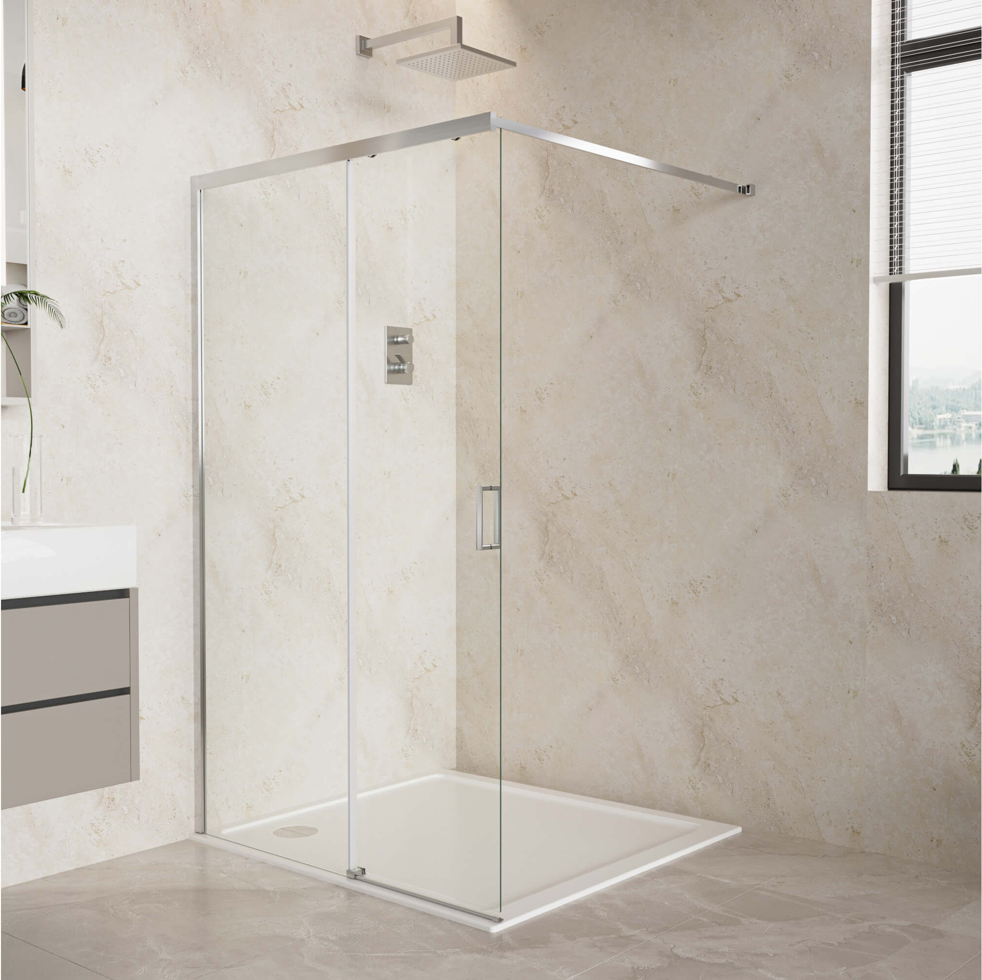 Душевая стенка Aquatek Walk in с держателем 120x200 / AQ.WISL.120.1CH (хром/прозрачное стекло) — фото 2