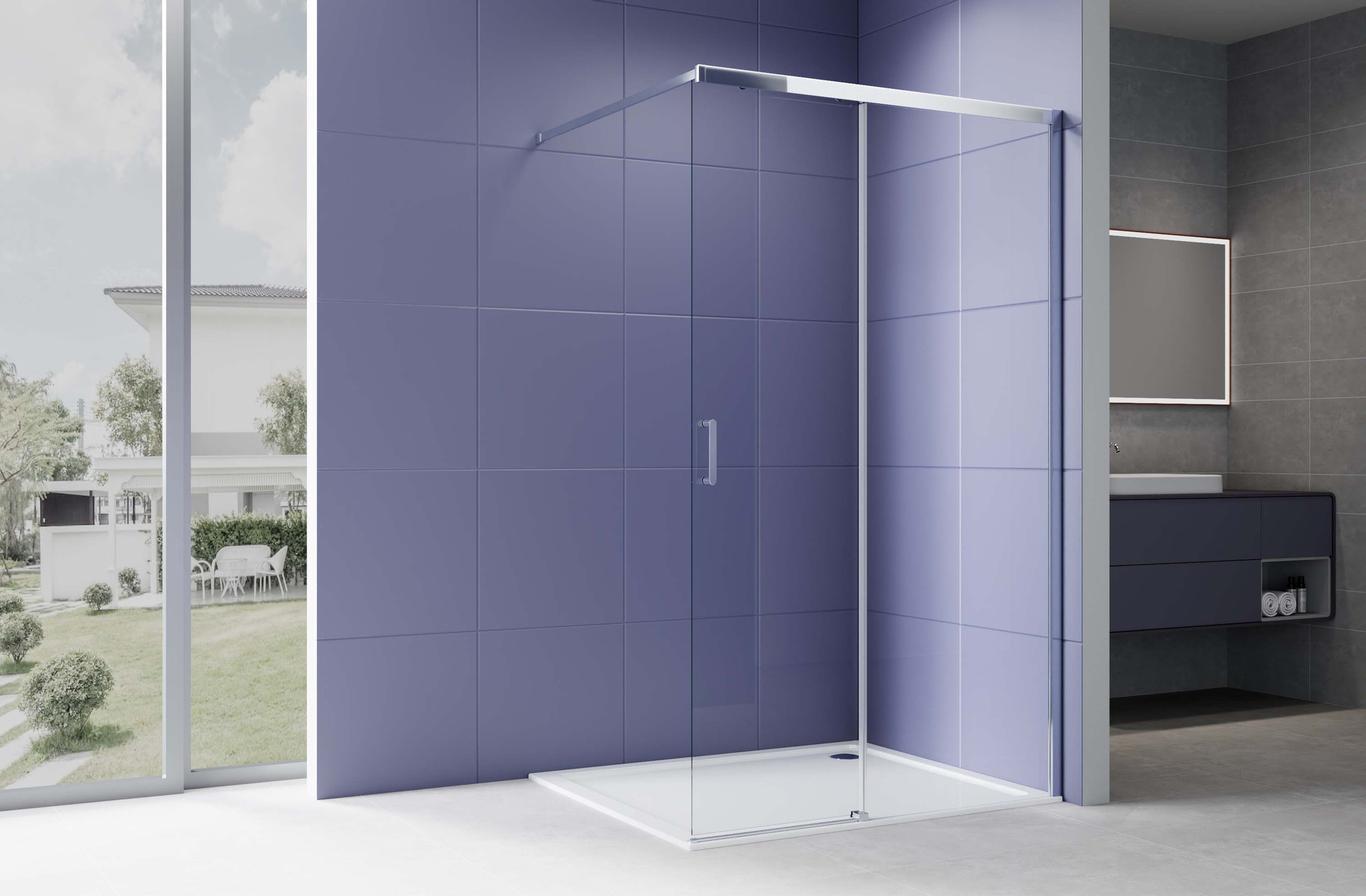 Душевая стенка Aquatek Walk in с держателем 120x200 / AQ.WISL.120.1CH (хром/прозрачное стекло) — фото 3