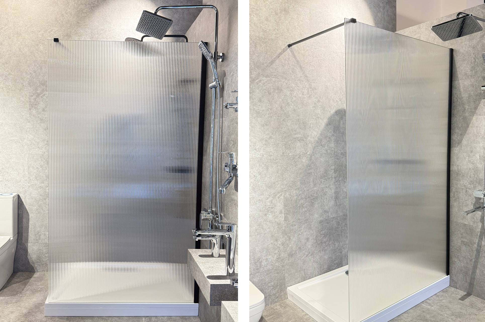 Душевая стенка Aquatek Walk in с держателем 140x200 / AQ.WI.140.2BL (черный/прозрачное рифленое стекло) — фото 6