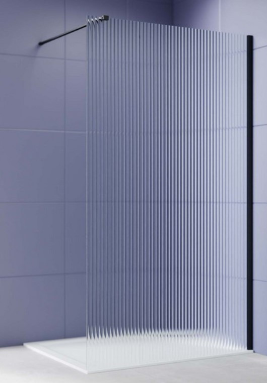 Душевая стенка Aquatek Walk in с держателем 140x200 / AQ.WI.140.2BL (черный/прозрачное рифленое стекло)