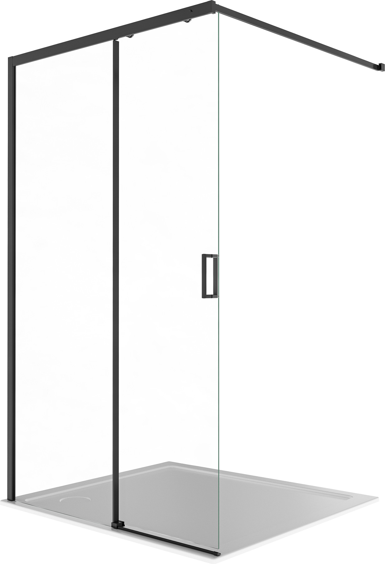 Душевая стенка Aquatek Walk in с держателем 120x200 / AQ.WISL.120.1BL (черный/прозрачное стекло)