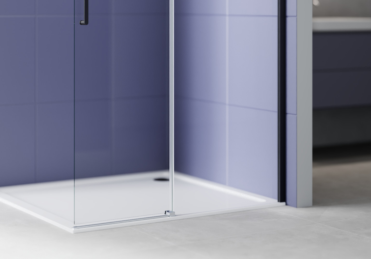 Душевая стенка Aquatek Walk in с держателем 120x200 / AQ.WISL.120.1BL (черный/прозрачное стекло) — фото 6