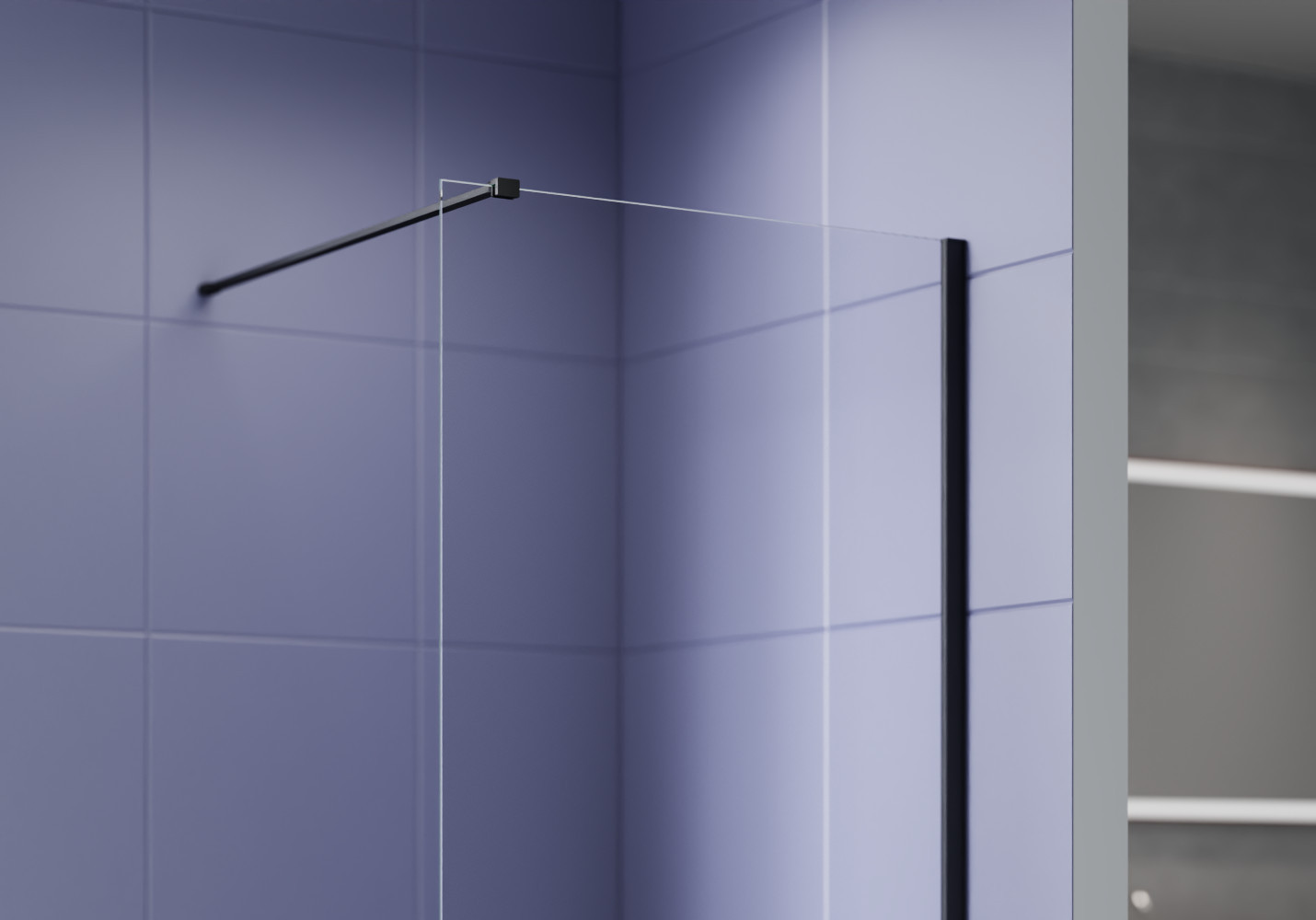 Душевая стенка Aquatek Walk in с держателем 100x200 / AQ.WI.100.1BL (черный/прозрачное стекло) — фото 4