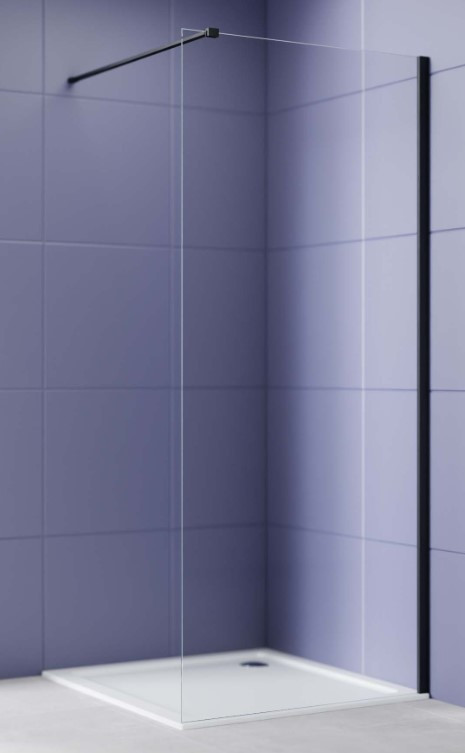 Душевая стенка Aquatek Walk in с держателем 100x200 / AQ.WI.100.1BL (черный/прозрачное стекло) — фото 2