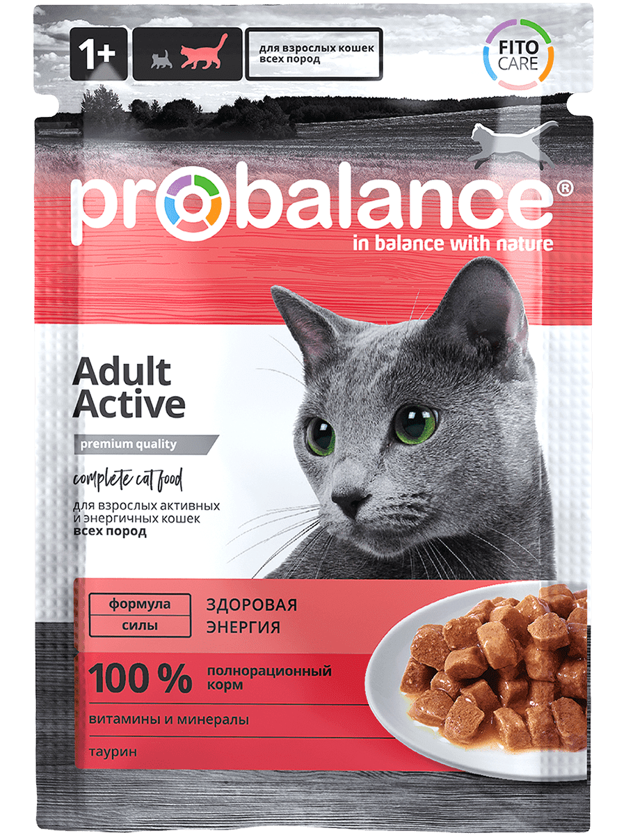 Влажный корм для кошек ProBalance Active для активных кошек (28х85г) — фото 2